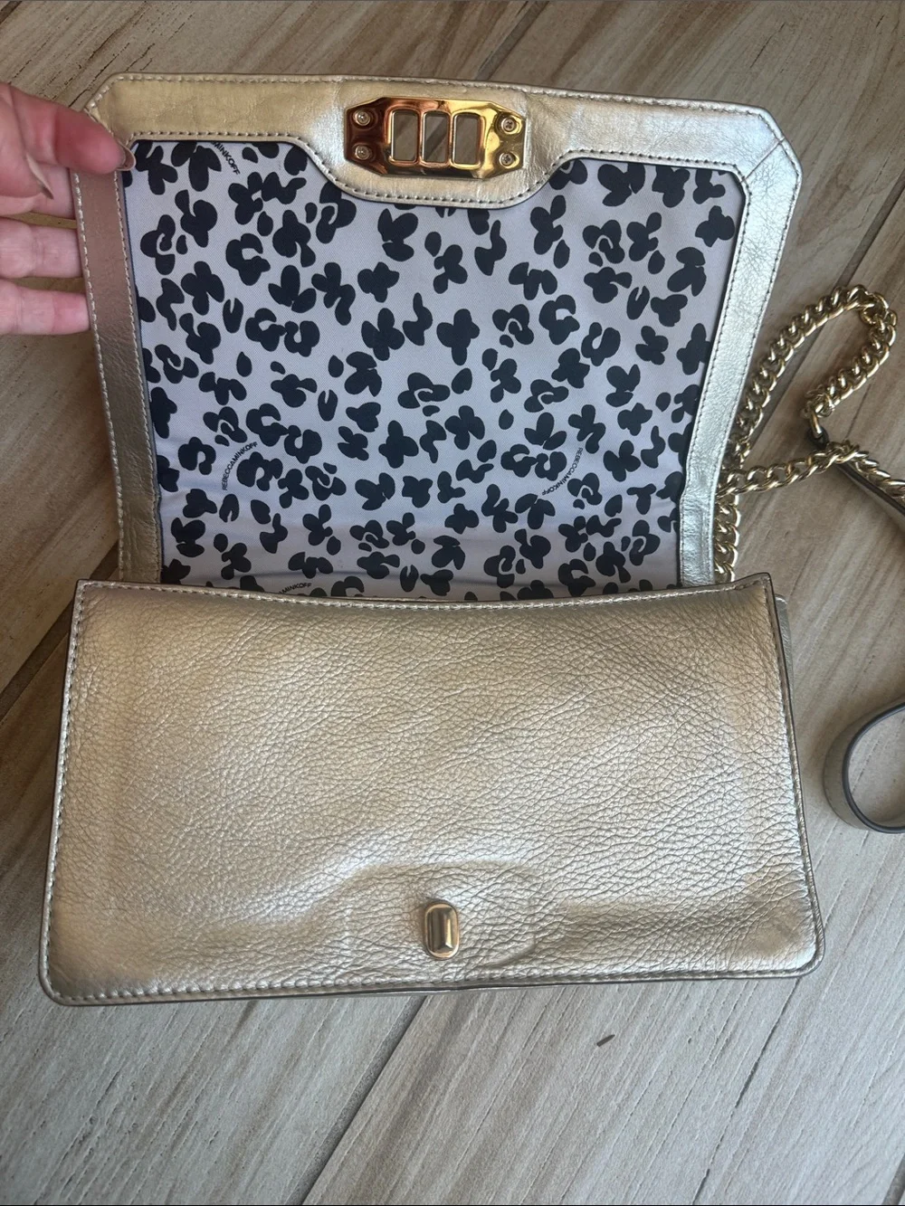 Rebecca Minkoff Quilted Metallic Gold Chain Crossbody